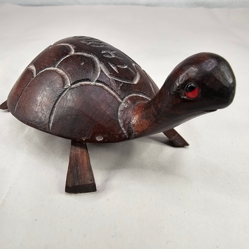 Carved Wood Turtle Figurine Sculpture Jamaica‎ Souvenir Tropical Decor